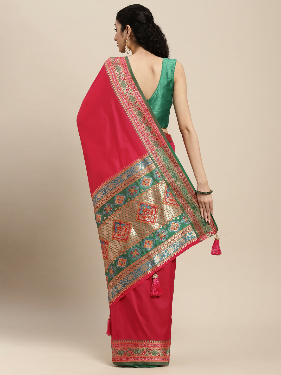 Shree Shyam Fashion Silk Blend Maroon Saree - Distacart