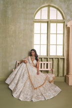 Aastha Fashion White Butterfly Net White Cotton Thread Work And Sequence Work Embroidery Wedding Wear Lehenga Choli - Distacart
