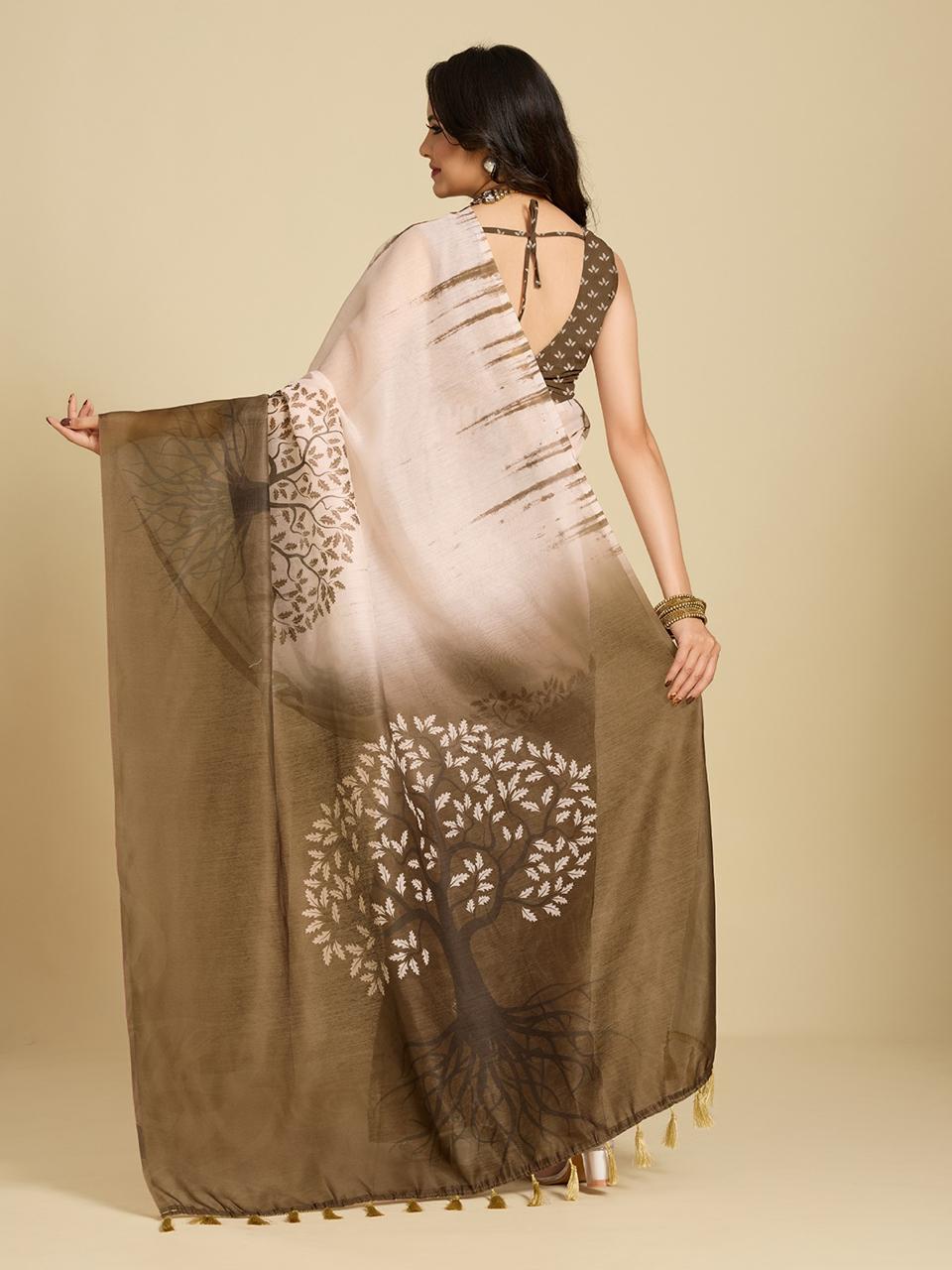 Aastha Fashion Multi Chanderi Cotton Silk Printed Saree - Distacart