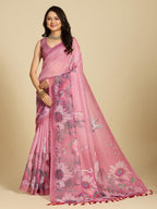 Aastha Fashion Pink Chanderi Cotton Silk Printed Saree - Distacart