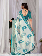 Aastha Fashion Multi Soft Lichi Silk Printed Saree - Distacart