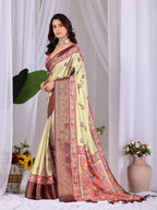 Aastha Fashion Pista Soft Lichi Silk Printed Saree - Distacart