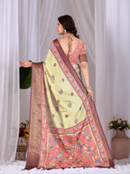 Aastha Fashion Pista Soft Lichi Silk Printed Saree - Distacart