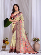 Aastha Fashion Pista Soft Lichi Silk Printed Saree - Distacart