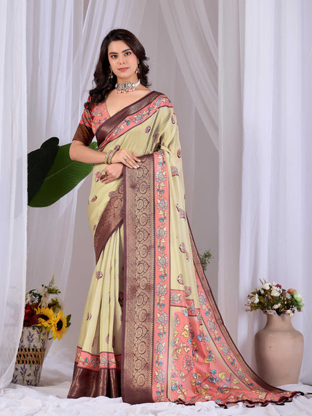 Aastha Fashion Pista Soft Lichi Silk Printed Saree