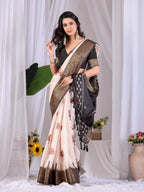 Aastha Fashion Cream Soft Lichi Silk Printed Saree - Distacart