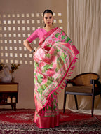 Aastha Fashion Pink Soft Lichi Silk Printed Saree - Distacart