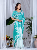 Aastha Fashion See Green Soft Linen Cotton Printed Saree - Distacart