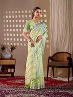 Aastha Fashion Pista Soft Linen Cotton Printed Saree - Distacart