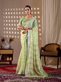 Aastha Fashion Pista Soft Linen Cotton Printed Saree - Distacart