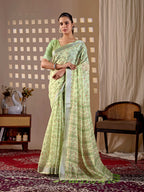 Aastha Fashion Pista Soft Linen Cotton Printed Saree - Distacart