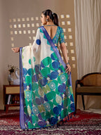 Aastha Fashion Cream Soft Linen Cotton Printed Saree - Distacart