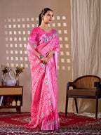 Aastha Fashion Pink Soft Linen Cotton Printed Saree - Distacart