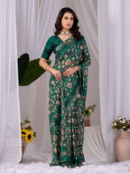 Aastha Fashion Green Monsoon Printed Saree - Distacart