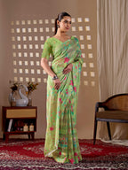 Aastha Fashion Pista Monsoon Printed Saree - Distacart
