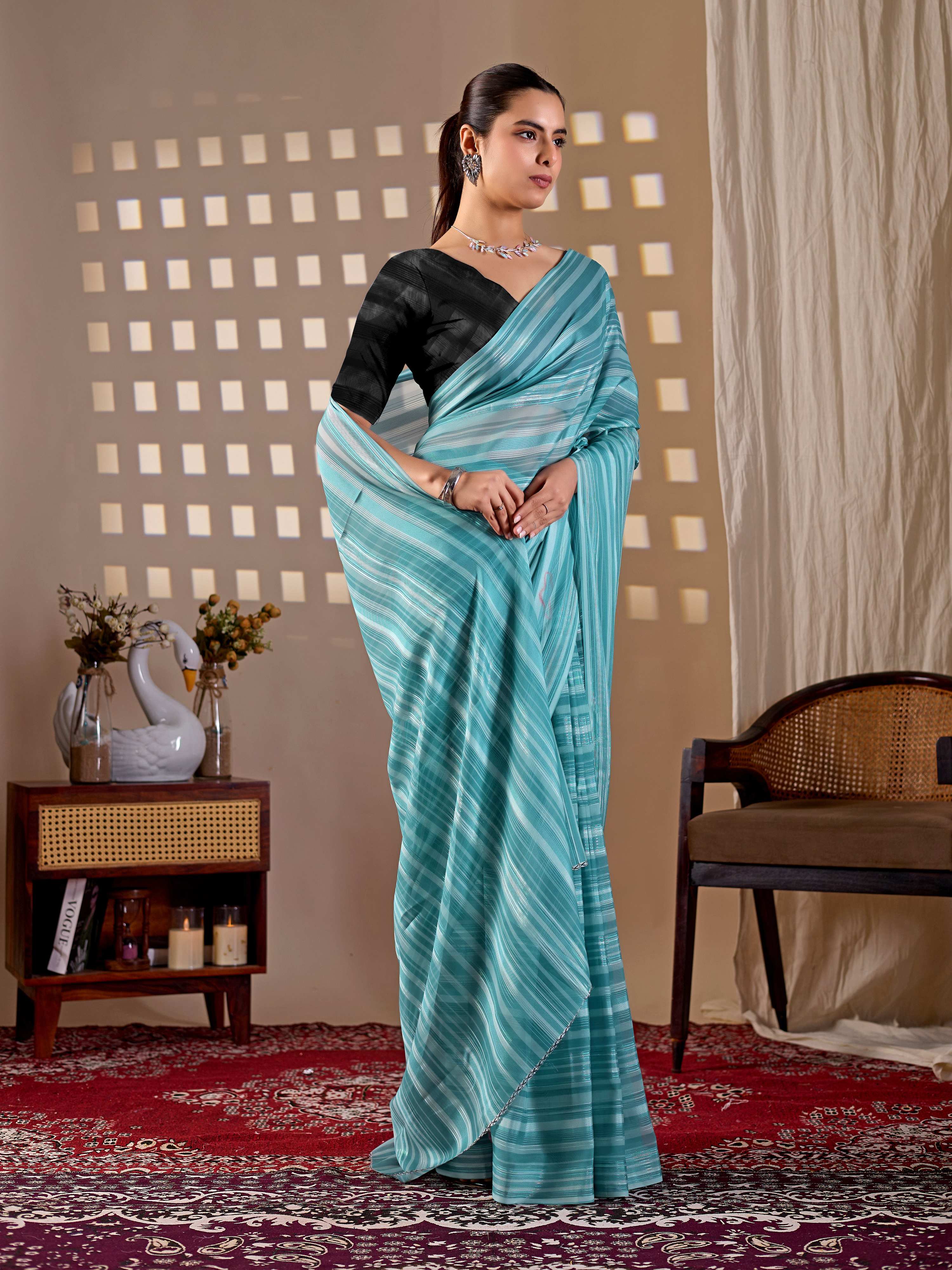 Aastha Fashion See Green Monsoon Printed Saree - Distacart