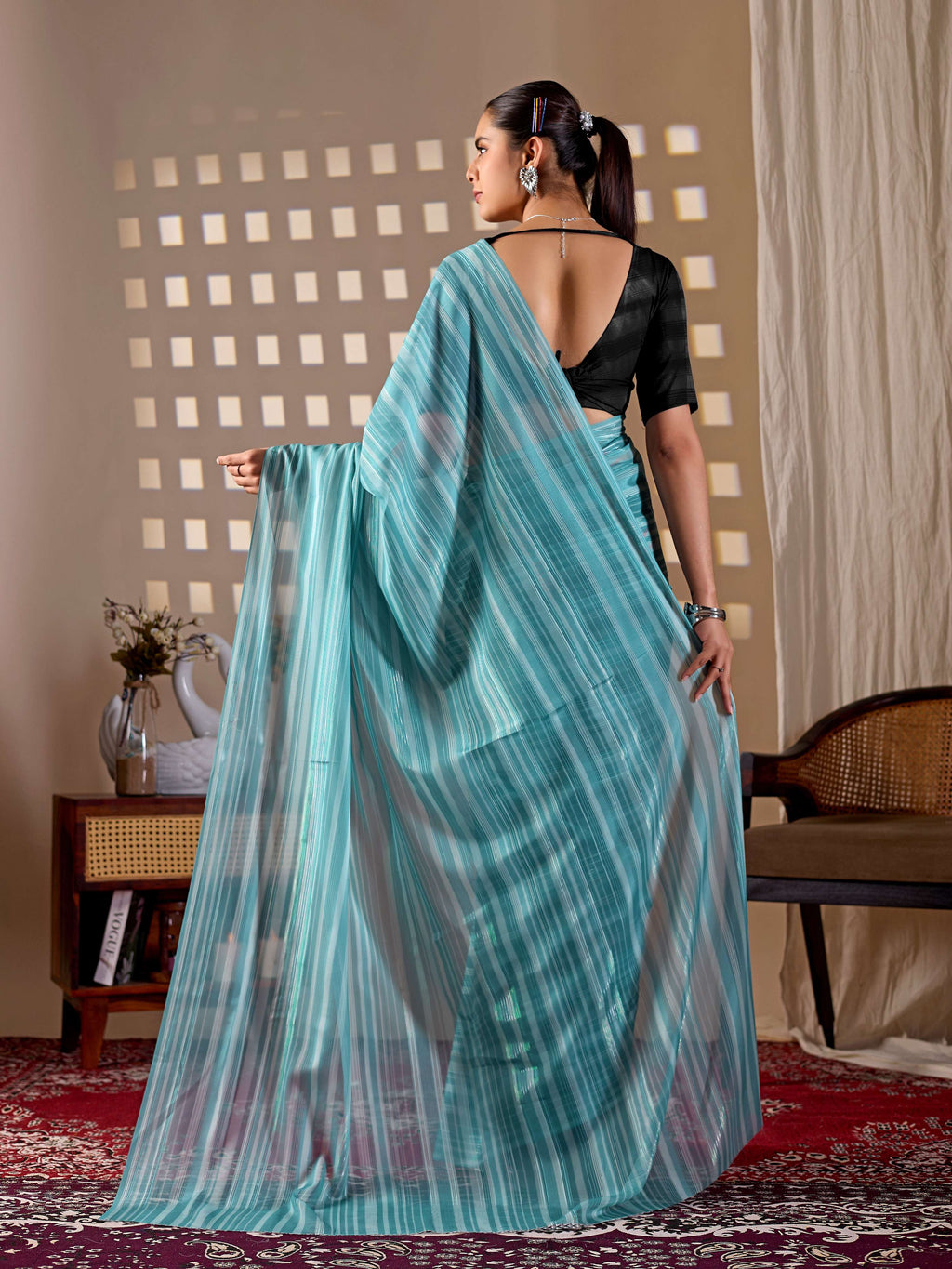 Aastha Fashion See Green Monsoon Printed Saree - Distacart