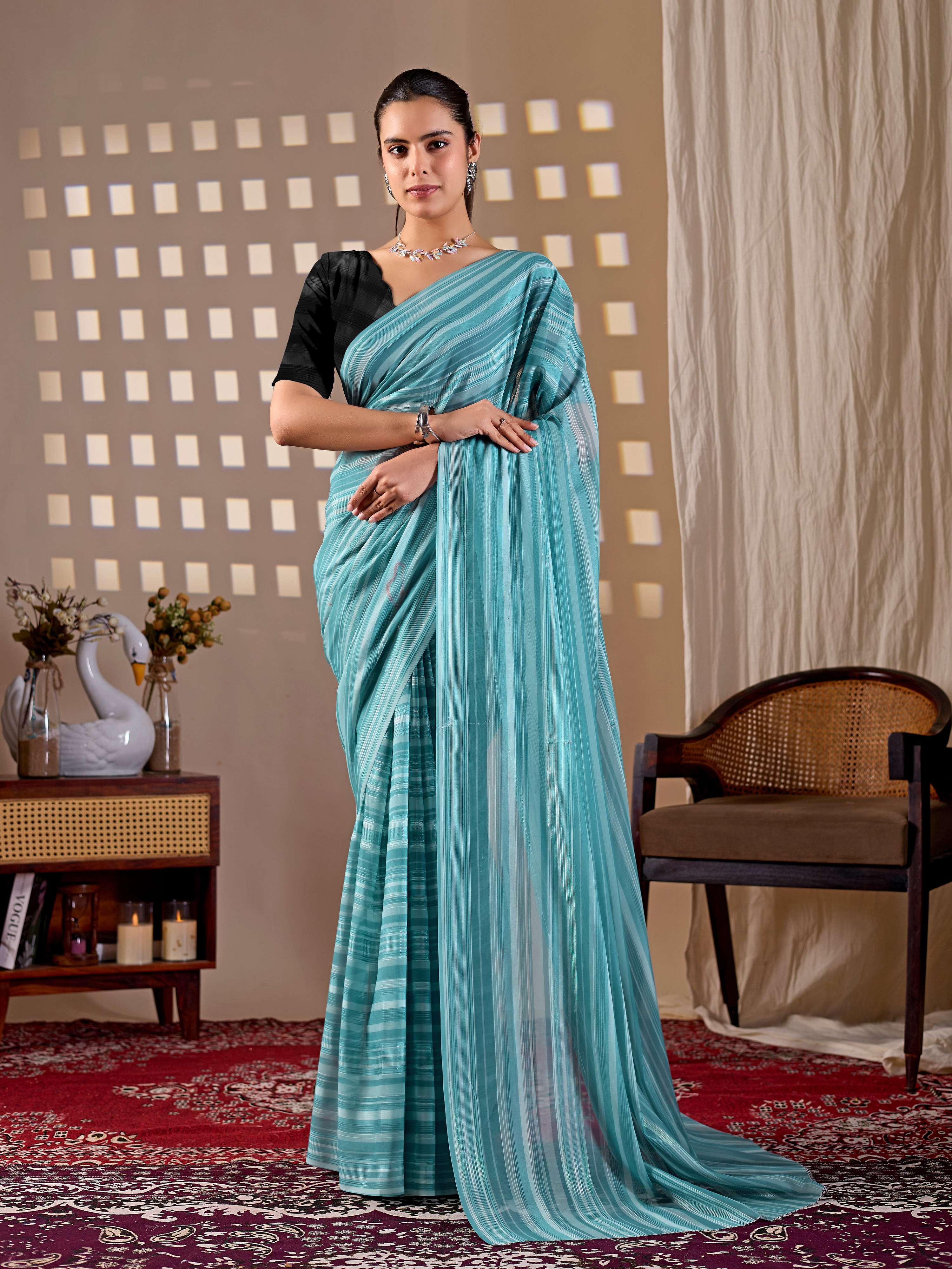 Aastha Fashion See Green Monsoon Printed Saree - Distacart