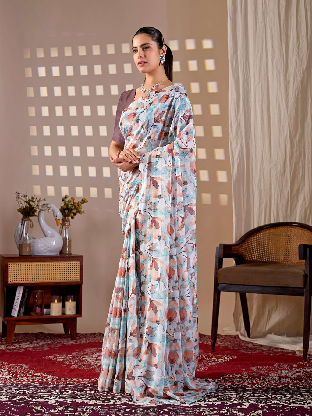 Aastha Fashion Multi Monsoon Printed Saree - Distacart