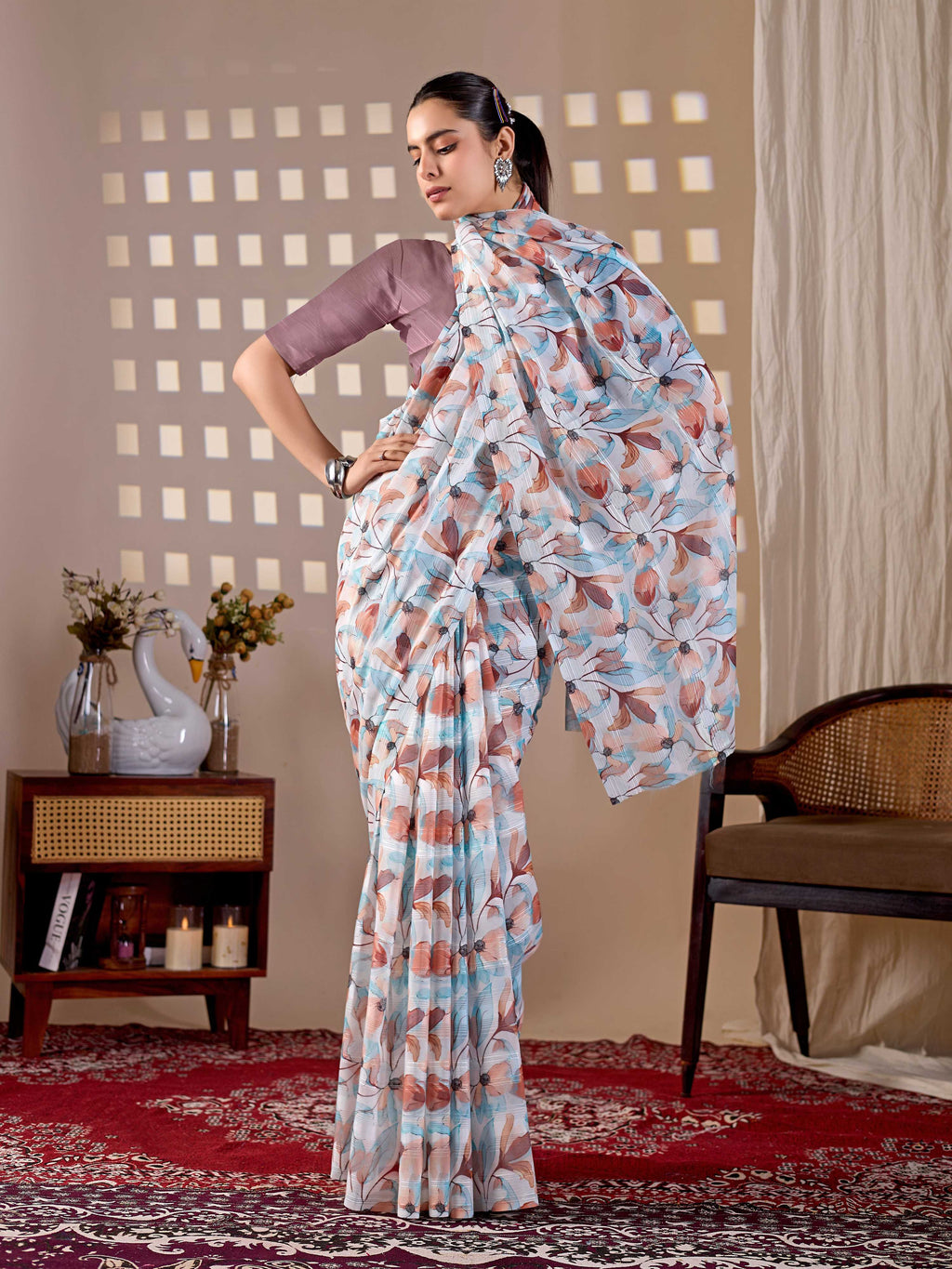 Aastha Fashion Multi Monsoon Printed Saree - Distacart