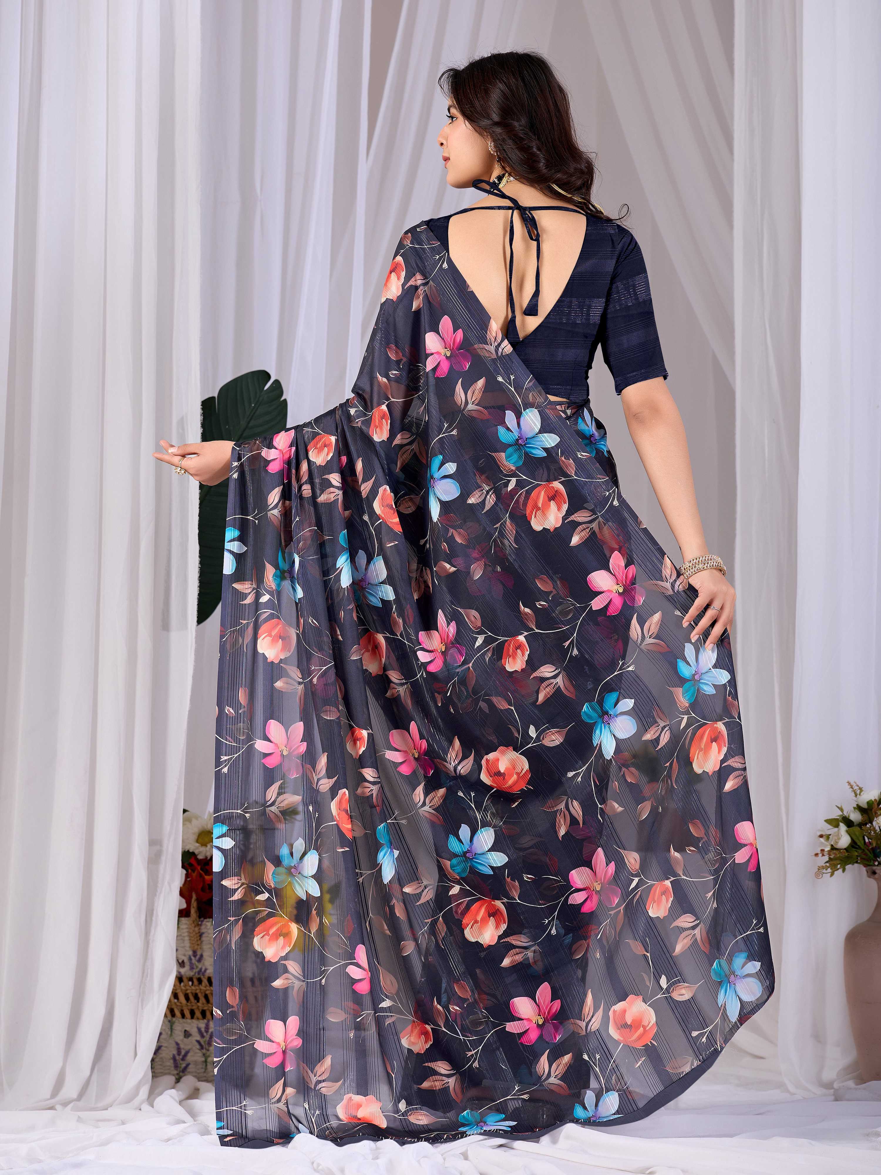 Aastha Fashion Multi Monsoon Printed Saree - Distacart