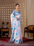 Aastha Fashion Light Pink Soft Satin Floral Digital Print Saree - Distacart
