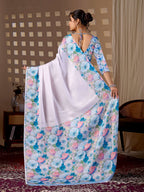 Aastha Fashion Light Pink Soft Satin Floral Digital Print Saree - Distacart