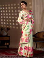 Aastha Fashion Pista Soft Satin Georgette Printed Saree - Distacart