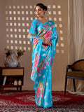 Aastha Fashion Sky Soft Satin Georgette Printed Saree - Distacart