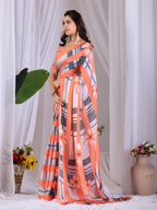 Aastha Fashion Multi Soft Satin Georgette Printed Saree - Distacart