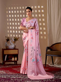 Aastha Fashion Pink Soft Satin Georgette Printed Saree - Distacart