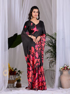 Aastha Fashion Multi Soft Satin Georgette Printed Saree - Distacart