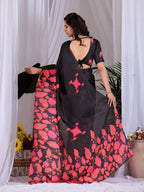 Aastha Fashion Multi Soft Satin Georgette Printed Saree - Distacart
