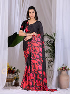 Aastha Fashion Multi Soft Satin Georgette Printed Saree - Distacart