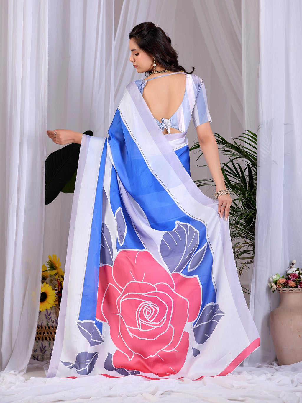 Aastha Fashion Multi Soft Satin Georgette Printed Saree - Distacart