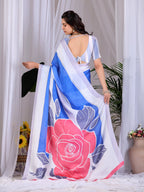 Aastha Fashion Multi Soft Satin Georgette Printed Saree - Distacart