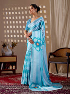 Aastha Fashion Sky Soft Satin Georgette Printed Saree - Distacart
