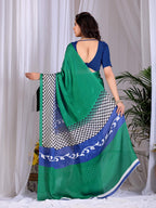 Aastha Fashion Green Soft Satin Georgette Printed Saree - Distacart