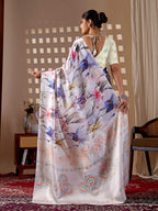 Aastha Fashion Multi Soft Satin Georgette Printed Saree - Distacart