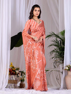 Aastha Fashion Rust Soft Satin Georgette Printed Saree - Distacart