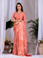 Aastha Fashion Rust Soft Satin Georgette Printed Saree - Distacart