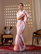 Aastha Fashion Light Pink Soft Satin Georgette Printed Saree - Distacart