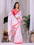 Aastha Fashion Pink Soft Satin Georgette Printed Saree - Distacart