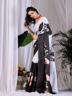 Aastha Fashion Multi Soft Satin Georgette Printed Saree - Distacart