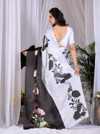 Aastha Fashion Multi Soft Satin Georgette Printed Saree - Distacart