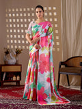 Aastha Fashion Multi Soft Satin Georgette Printed Saree - Distacart