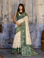 Aastha Fashion Green Munga Cotton Printed Saree - Distacart