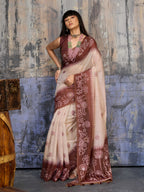 Aastha Fashion Brown Munga Cotton Printed Saree - Distacart
