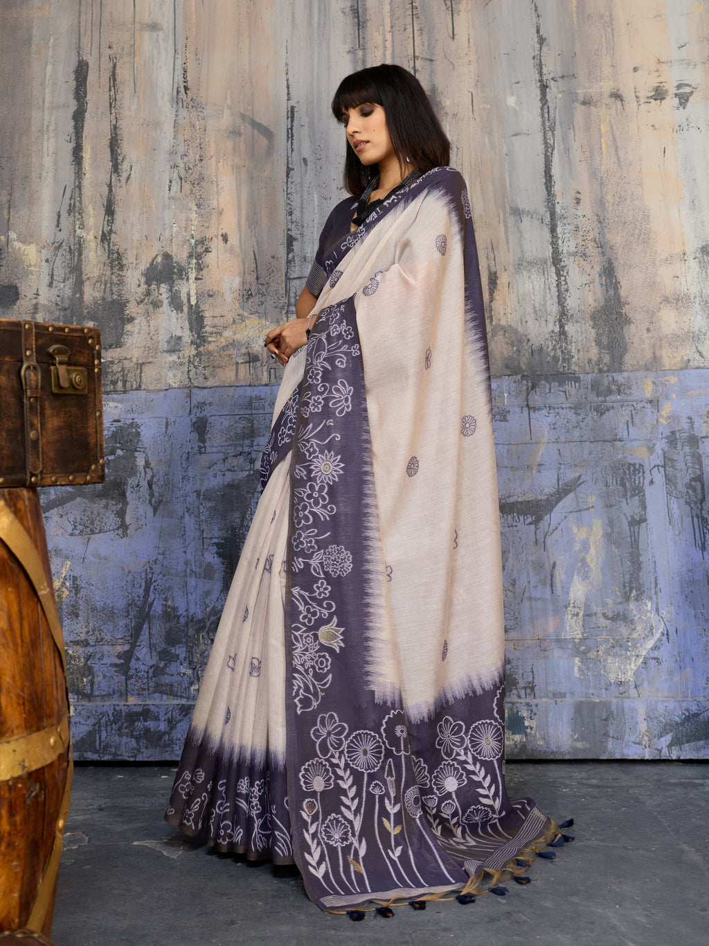 Aastha Fashion Lavender Munga Cotton Printed Saree - Distacart