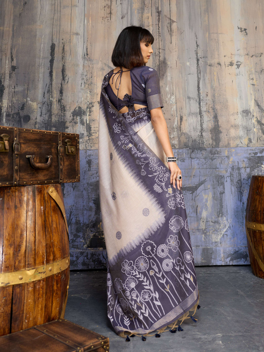 Aastha Fashion Lavender Munga Cotton Printed Saree - Distacart